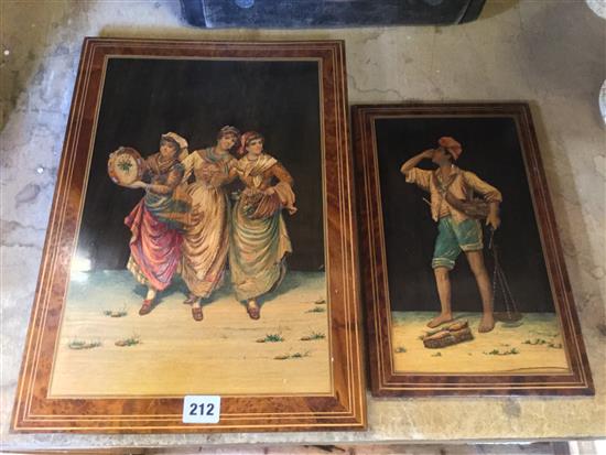 Two Sorrento marquetry panels of peasant figures